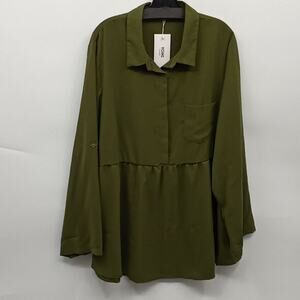 Yoins Women's Olive Green Hi Low Adjustable Sleeves Top Size  3 XL